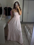 Maxikleid mit Schleifen Trägern - Rosa