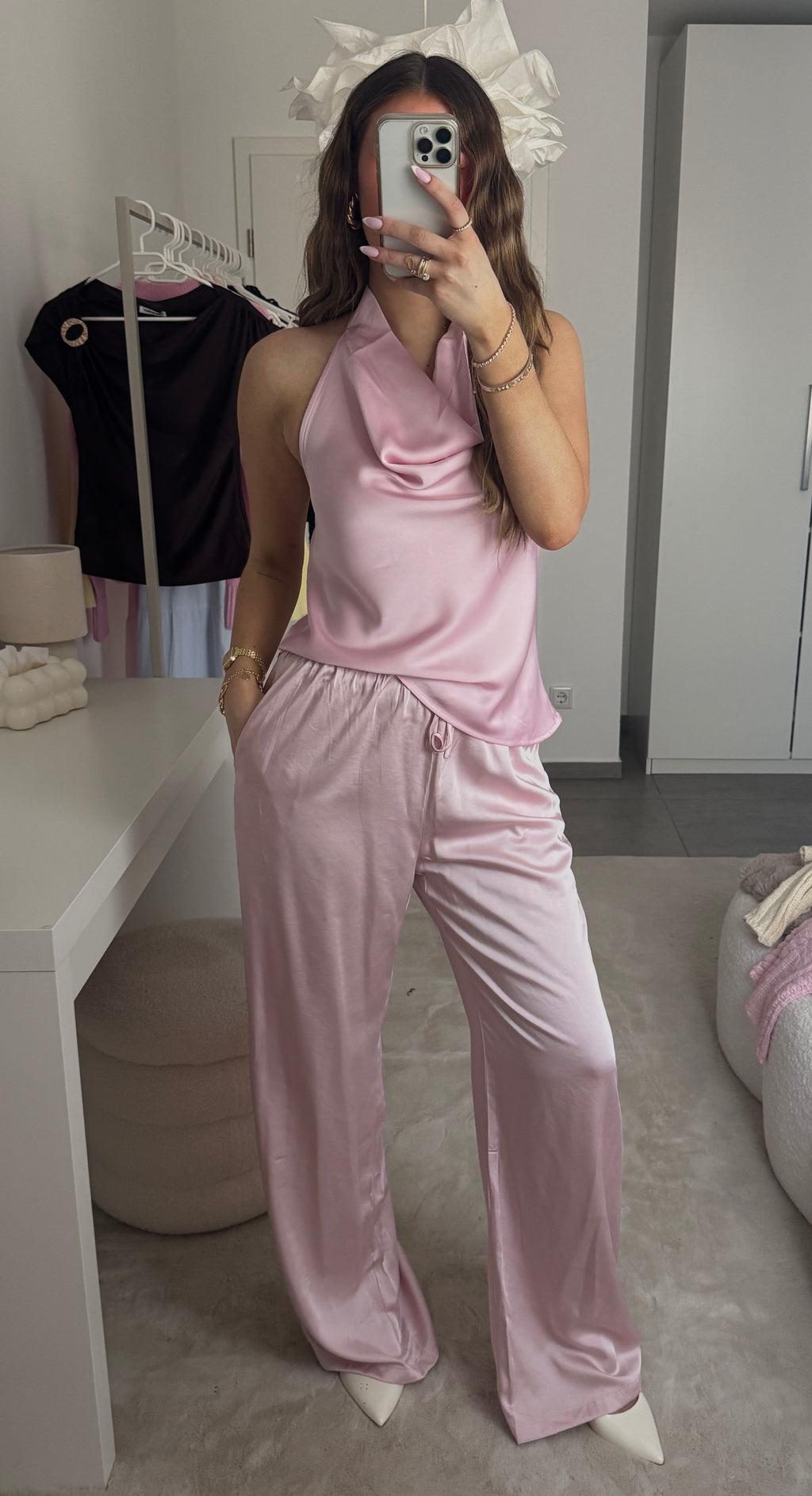 Satin Look Hose - Rosa