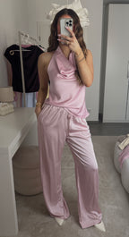 Satin Look Hose - Rosa