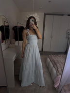 Maxikleid mit Schleifen Trägern - Blau