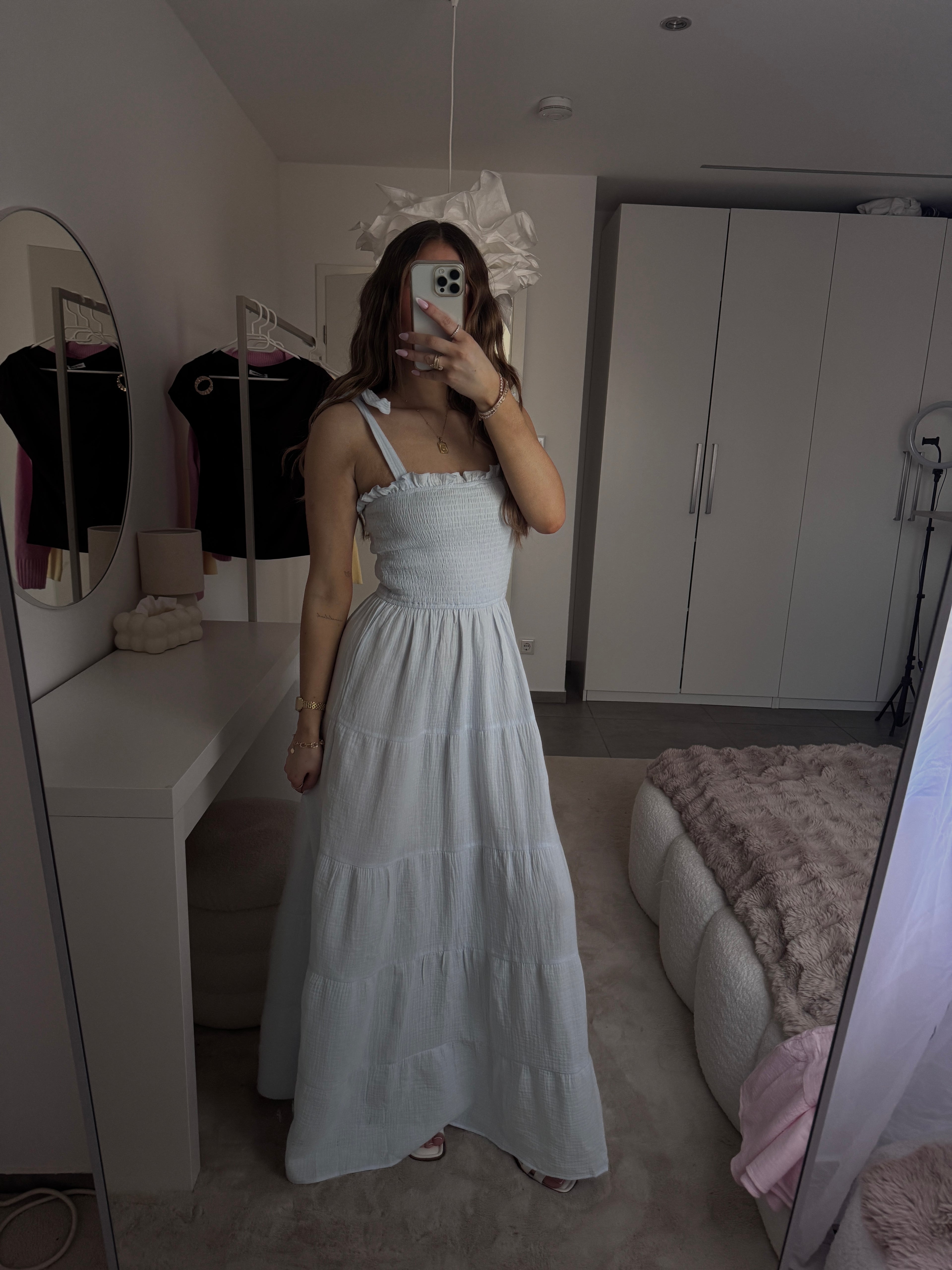 Maxikleid mit Schleifen Trägern - Blau