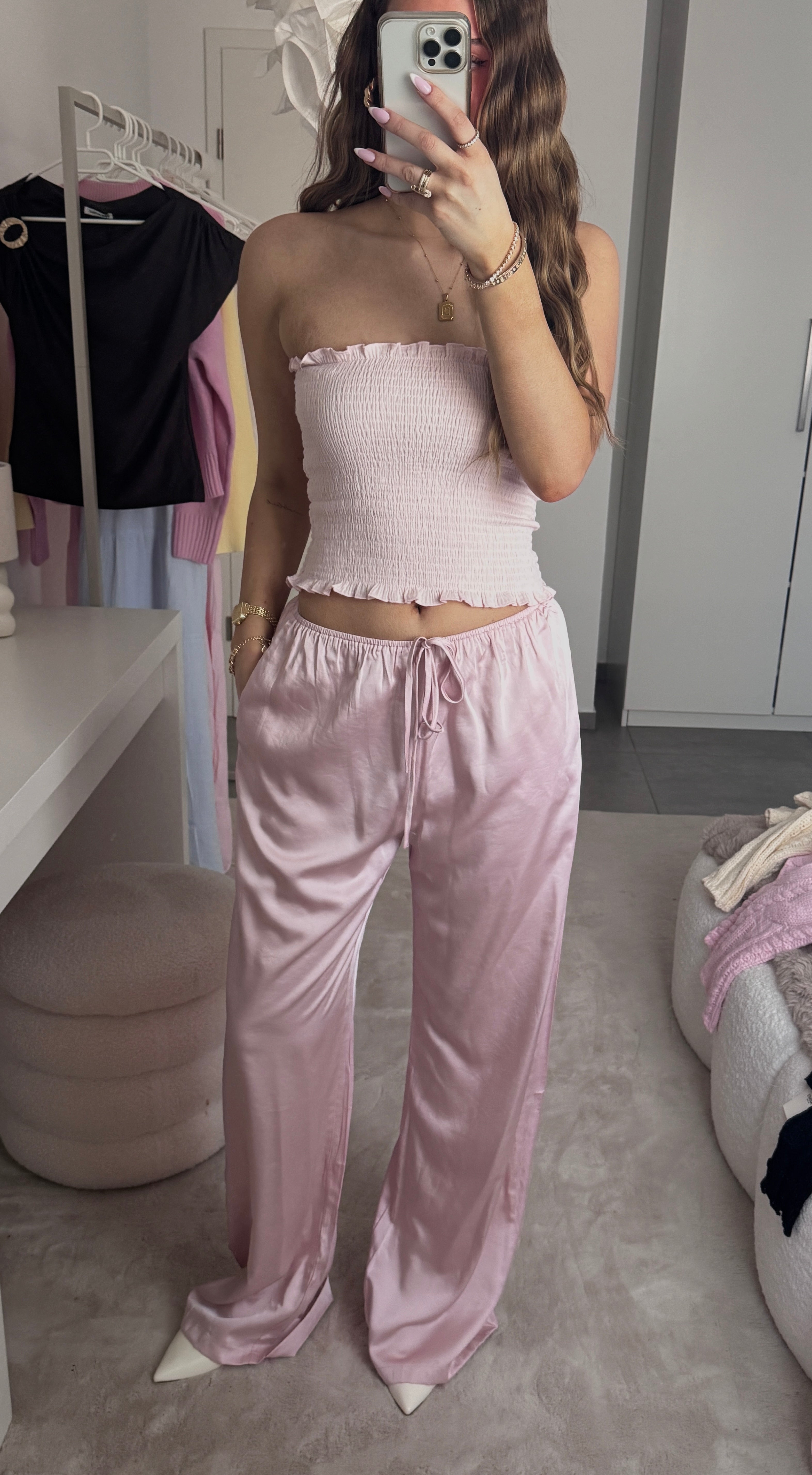 Satin Look Hose - Rosa