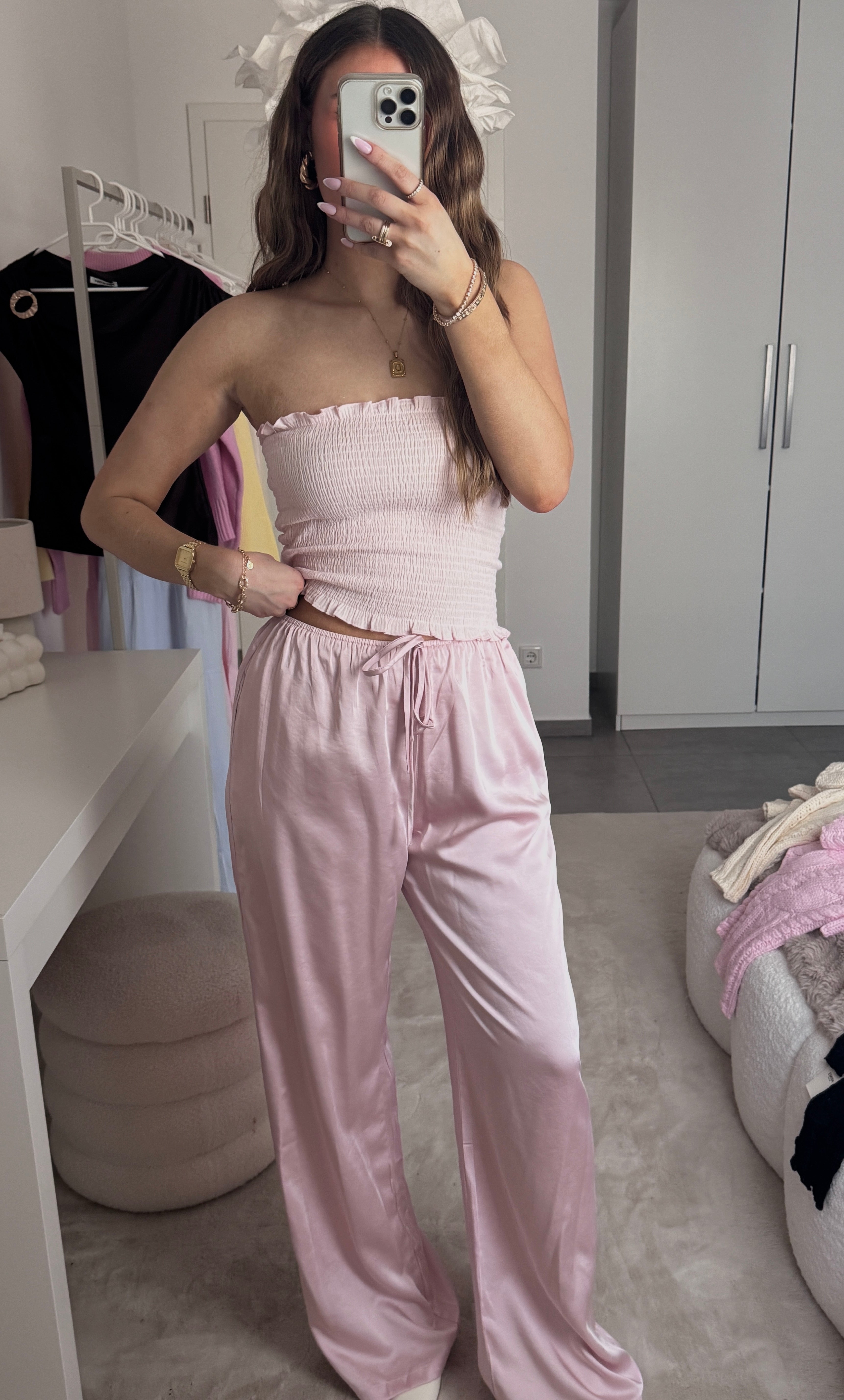 Satin Look Hose - Rosa